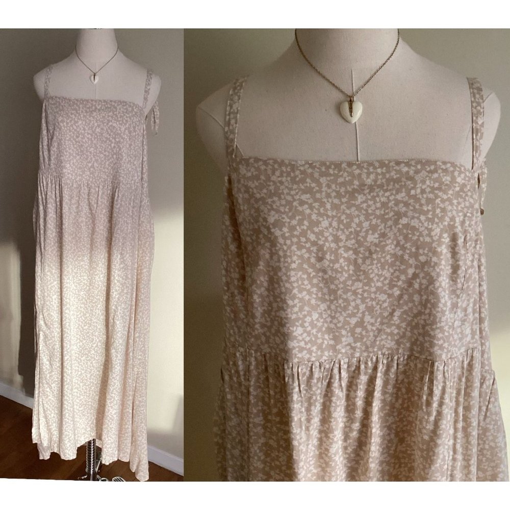 Mustard Dress Tie-Shoulder Floral Print Boho